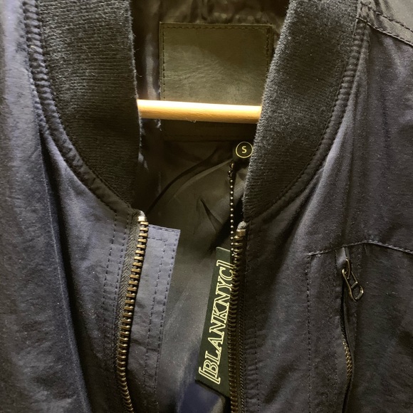 Mens Blank NYC Navy Blue Bomber Jacket - Picture 5 of 11